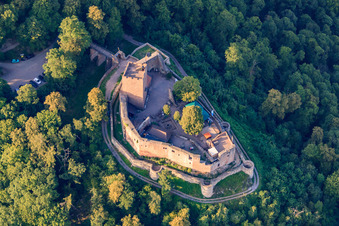 Drohnenbild von Burg Landeck in Klingenmünster im Bundesland Rheinland-Pfalz, Deutschland