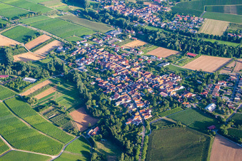 Ortsteil Heuchelheim in Heuchelheim-Klingen im Bundesland Rheinland-Pfalz, Deutschland aus der Drohnenperspektive