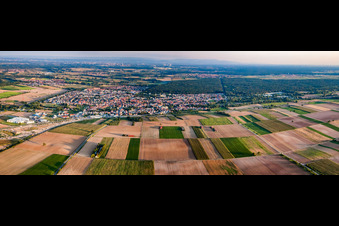 Stadtpanorama von Norden in Rülzheim im Bundesland Rheinland-Pfalz, Deutschland