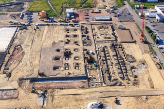 Baustelle für MEG Wörth am Rhein GmbH im Industriegebiet Oberwald im Bundesland Rheinland-Pfalz, Deutschland