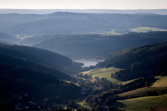 Marbachstausee am Morgen im Ortsteil Hüttenthal in Mossautal im Bundesland Hessen, Deutschland