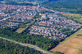 Stadtansicht von Nordosten in Ketsch im Bundesland Baden-Württemberg, Deutschland