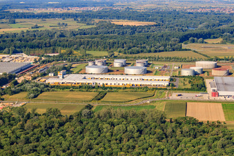 Schrägluftbild von DHL Speyer im Bundesland Rheinland-Pfalz, Deutschland