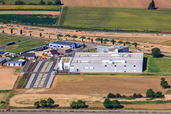 Gewerbegebiet Nordring DBK EMS GmbH & Co. KG und DBK David + Baader GmbH in Rülzheim im Bundesland Rheinland-Pfalz, Deutschland aus der Vogelperspektive