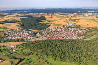 Luftbild von Ortsansicht von Westen im Ortsteil Döffingen in Grafenau im Bundesland Baden-Württemberg, Deutschland