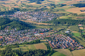 Ortsansicht von Süden im Ortsteil Dätzingen in Grafenau im Bundesland Baden-Württemberg, Deutschland