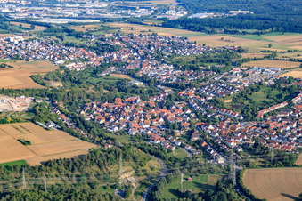 Ortsansicht von Nordwesten im Ortsteil Darmsheim in Sindelfingen im Bundesland Baden-Württemberg, Deutschland