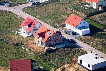 Schrägluftbild von Neubaugebiet NO, Im Unterfeld im Ortsteil Schaidt in Wörth am Rhein im Bundesland Rheinland-Pfalz, Deutschland