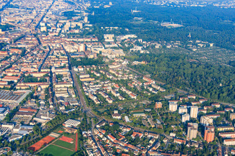 Luftbild von Zwischen Haid-und-Neu-Straße und Durlacher Allee im Ortsteil Oststadt in Karlsruhe im Bundesland Baden-Württemberg, Deutschland