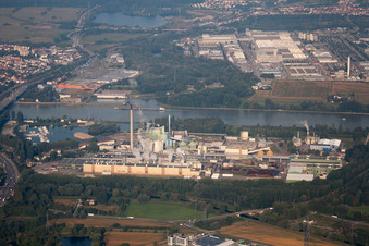 Luftbild von Maxau, Papierfabrik Stora Enso im Ortsteil Knielingen in Karlsruhe im Bundesland Baden-Württemberg, Deutschland