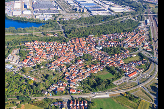 Luftbild von Alt-Wörth in Wörth am Rhein im Bundesland Rheinland-Pfalz, Deutschland