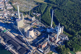 Luftaufnahme von Rheinhafen-Dampfkraftwerk Karlsruhe der EnBW Energie Baden-Württemberg AG im Ortsteil Daxlanden, Deutschland