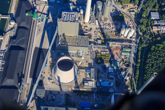 Schrägluftbild von Rheinhafen-Dampfkraftwerk Karlsruhe der EnBW Energie Baden-Württemberg AG im Ortsteil Daxlanden, Deutschland