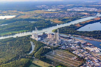 Rheinhafen-Dampfkraftwerk Karlsruhe der EnBW Energie Baden-Württemberg AG im Ortsteil Daxlanden, Deutschland von oben gesehen