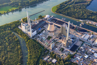 Rheinhafen-Dampfkraftwerk Karlsruhe der EnBW Energie Baden-Württemberg AG im Ortsteil Daxlanden, Deutschland vom Flugzeug aus