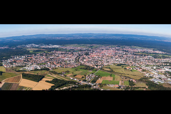 Panorama - Perspektive Ortsansicht der Straßen und Häuser der Wohngebiete in Haguenau in Grand Est in Hagenau im Bundesland Bas-Rhin, Frankreich