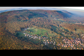 Luftaufnahme von Preuschdorf im Bundesland Bas-Rhin, Frankreich