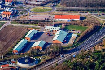 Autobahnmeisterei in Kandel im Bundesland Rheinland-Pfalz, Deutschland vom Flugzeug aus
