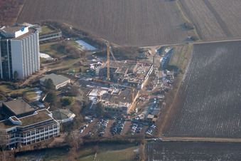 Klinikgelände des Krankenhauses BG Klinik Ludwigshafen in Ludwigshafen am Rhein im Ortsteil Oggersheim im Bundesland Rheinland-Pfalz, Deutschland aus der Luft