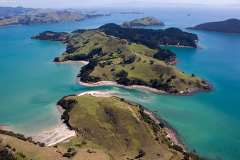 Luftbild von Whanganui Island im Bundesland Waikato, Neuseeland