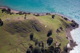 Whanganui Island im Bundesland Waikato, Neuseeland von oben