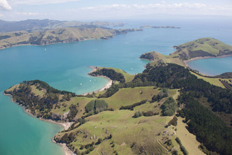 Whanganui Island im Bundesland Waikato, Neuseeland vom Flugzeug aus