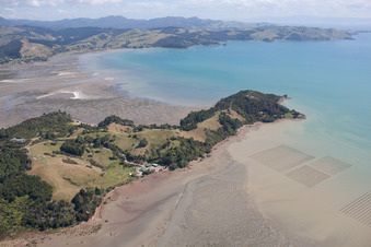 Ortsteil Preece Point in Coromandel im Bundesland Waikato, Neuseeland von oben gesehen