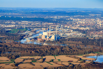 EnBW Energie Baden-Württemberg AG, Rheinhafen-Dampfkraftwerk Karlsruhe von der Pflaz aus gesehen im Ortsteil Daxlanden, Deutschland