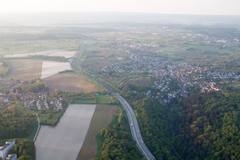Drohnenbild von Ortsteil Grünwettersbach in Karlsruhe im Bundesland Baden-Württemberg, Deutschland