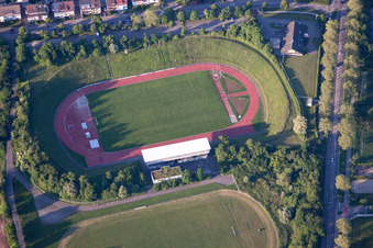 Luftbild von Albgaustadion in Ettlingen im Bundesland Baden-Württemberg, Deutschland