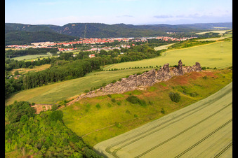Luftbild von Gegensteine der Teufelsmauer (Köingstein) im Ortsteil Weddersleben in Thale im Bundesland Sachsen-Anhalt, Deutschland