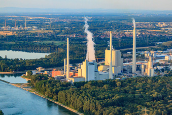 Luftbild von EnBW Energie Baden-Württemberg AG, Rheinhafen-Dampfkraftwerk Karlsruhe von der Pflaz aus gesehen im Ortsteil Daxlanden, Deutschland