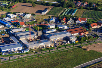 Schrägluftbild von Neubau der Freiwillige Feuerwehr Rülzheim im Bundesland Rheinland-Pfalz, Deutschland