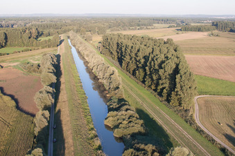 Luftbild von Saalbachkanal im Ortsteil Rußheim in Dettenheim im Bundesland Baden-Württemberg, Deutschland