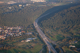 Wolfartsweier, Autobahn A6 in Karlsruhe im Bundesland Baden-Württemberg, Deutschland