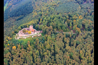 Luftbild von Ruine der Burg Landeck in Klingenmünster im Bundesland Rheinland-Pfalz, Deutschland