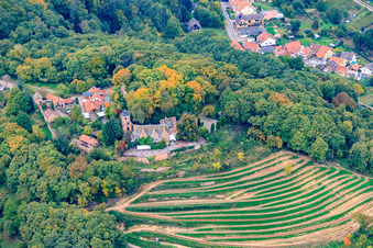 Luftbild von Schloss Kropsburg und   Burgschänke an der Kropsburg im Ortsteil SaintMartin in Sankt Martin im Bundesland Rheinland-Pfalz, Deutschland