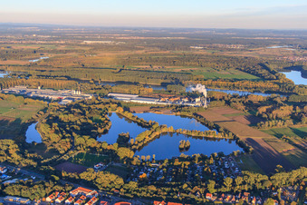 Gimpelrheingraben, Sollachsee mit Goldstrand und Scherer 1 und 2 in Germersheim im Bundesland Rheinland-Pfalz, Deutschland