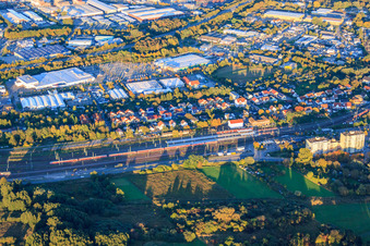 Gewerbegebiet Mainzer Straße mit Kaufland Germersheim, Globus Baumarkt Germersheim im Bundesland Rheinland-Pfalz, Deutschland