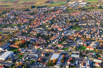 Luftbild von Ortsansicht von Süden in Rülzheim im Bundesland Rheinland-Pfalz, Deutschland