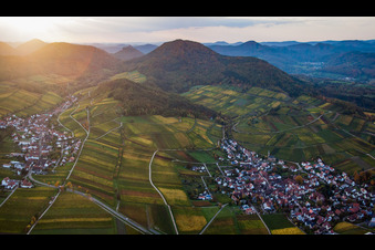 Sonnenuntergang am Kastanienbusch bis Ranschbach in Birkweiler im Bundesland Rheinland-Pfalz, Deutschland