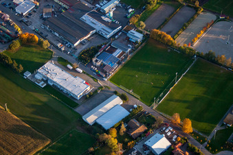 Ortsteil Billigheim in Billigheim-Ingenheim im Bundesland Rheinland-Pfalz, Deutschland aus der Luft
