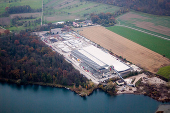 Luftaufnahme von Betonfertigteilewerk Linkenheim GmbH & Co. KG in Linkenheim-Hochstetten im Bundesland Baden-Württemberg, Deutschland