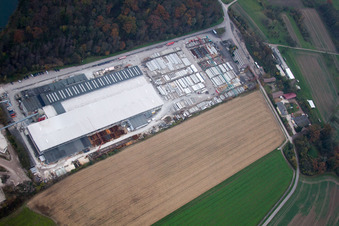 Betonfertigteilewerk Linkenheim GmbH & Co. KG in Linkenheim-Hochstetten im Bundesland Baden-Württemberg, Deutschland von oben