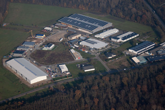 Ortsteil Huttenheim in Philippsburg im Bundesland Baden-Württemberg, Deutschland aus der Luft