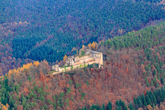 Burgruine Neuscharfeneck in Flemlingen im Bundesland Rheinland-Pfalz, Deutschland aus der Vogelperspektive