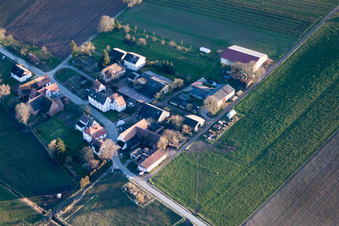 Schrägluftbild von Ortsteil Deutschhof in Kapellen-Drusweiler im Bundesland Rheinland-Pfalz, Deutschland