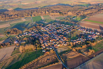 Luftaufnahme von Dorfansicht aus Südwesten im Winter in Barbelroth im Bundesland Rheinland-Pfalz, Deutschland