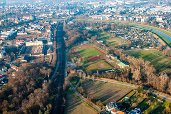 Luftbild von Münchfeld Stadion in Rastatt im Bundesland Baden-Württemberg, Deutschland
