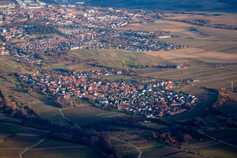 Ortsteil Arzheim in Landau in der Pfalz im Bundesland Rheinland-Pfalz, Deutschland vom Flugzeug aus